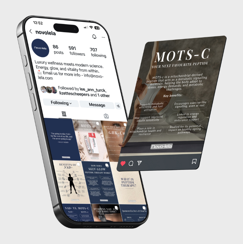 Social media designs shown on mobile phones