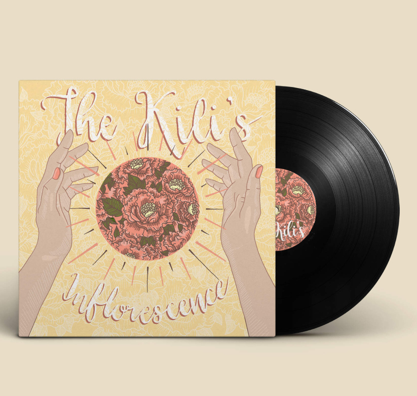 Illustrated record sleeve and vinyl