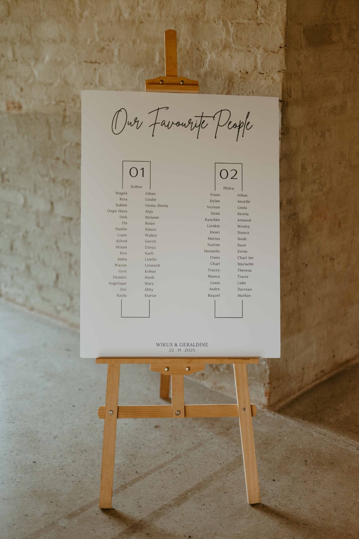 Wedding welcome sign on an easel